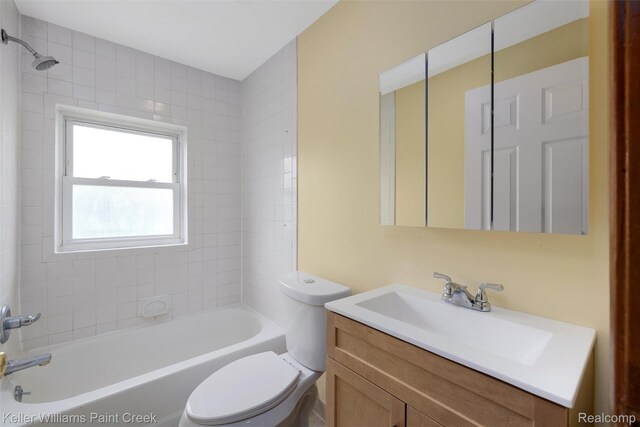 13350 Sidonie Ave, Warren, MI 48089 - bathroom featuring vanity, toilet, and shower / bath combination