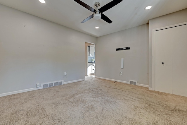 19526 Broadacres St, Clinton Township, MI 48035 - empty room featuring carpet, a ceiling fan, and recessed lighting