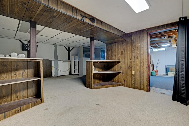 19526 Broadacres St, Clinton Township, MI 48035 - below grade area with carpet flooring and wood walls