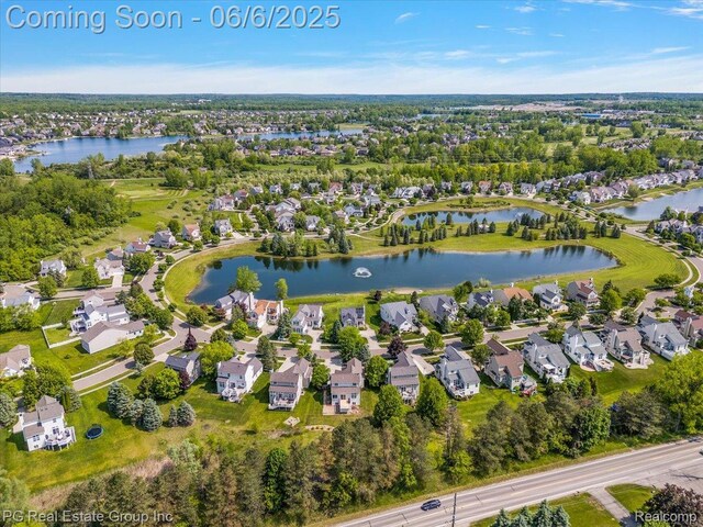 1226 Fountain View Ln, Oxford, MI 48371 - aerial overview of property's location featuring a nearby body of water and nearby suburban area