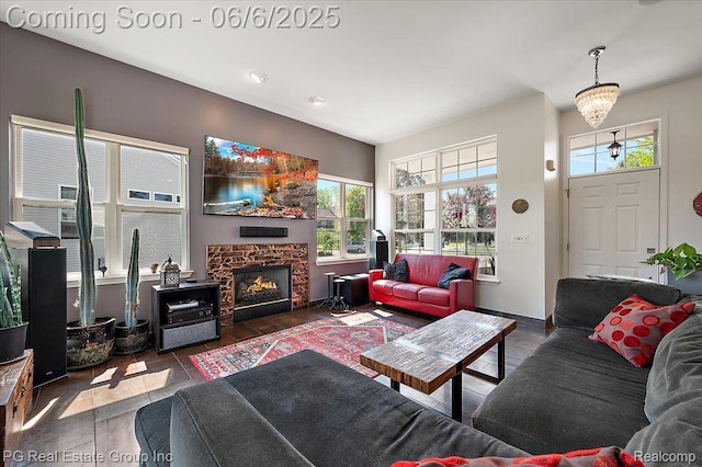 1226 Fountain View Ln, Oxford, MI 48371 - living room with wood finished floors and a fireplace