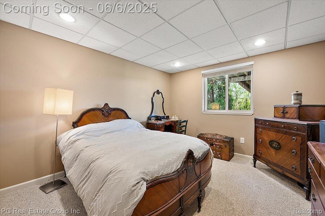 1226 Fountain View Ln, Oxford, MI 48371 - carpeted bedroom featuring baseboards, a paneled ceiling, and recessed lighting