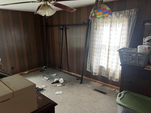 bedroom with baseboards and ceiling fan