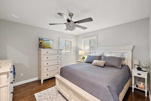 53383 Starlite Dr, Michigan, MI 48316 - bedroom with dark wood finished floors, baseboards, and a ceiling fan