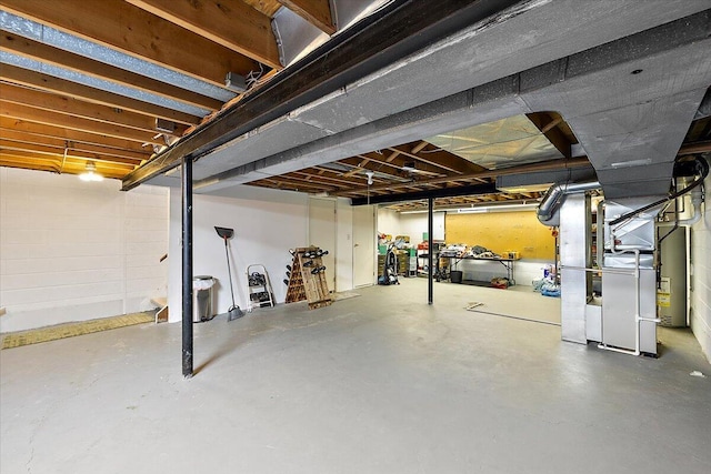 53383 Starlite Dr, Michigan, MI 48316 - unfinished basement featuring water heater and heating unit
