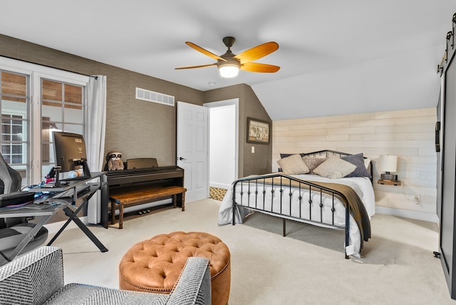 4263 Windmill Farms, Milford, MI 48380 - carpeted bedroom featuring a ceiling fan, vaulted ceiling, and an office area
