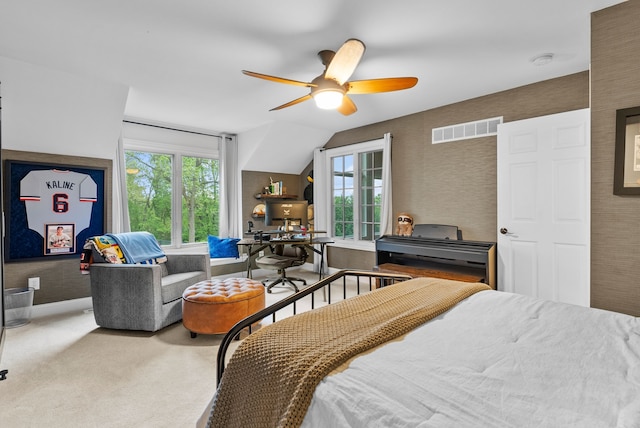 4263 Windmill Farms, Milford, MI 48380 - bedroom featuring carpet, ceiling fan, and vaulted ceiling