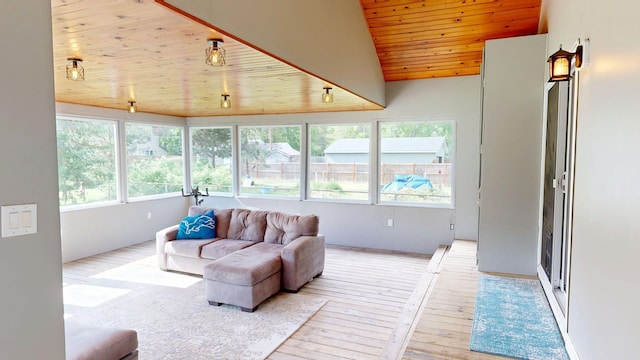 1670 Edwin Dr, Brighton, MI 48114 - sunroom / solarium with wooden ceiling, lofted ceiling, and wood-type flooring