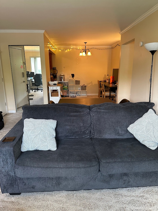 26760 Joy Rd Unit E12, Redford, MI 48239 - living area featuring crown molding and a chandelier