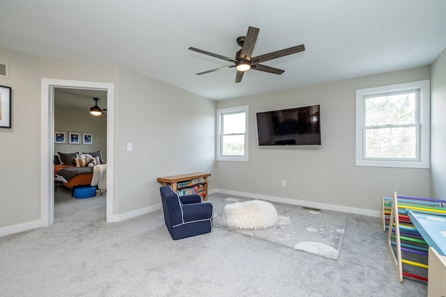 18767 Millar Rd, Clinton Township, MI 48036 - game room with a ceiling fan, carpet floors, and baseboards