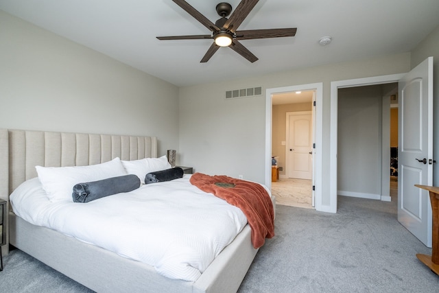 18767 Millar Rd, Clinton Township, MI 48036 - bedroom with carpet floors, baseboards, ceiling fan, and ensuite bath