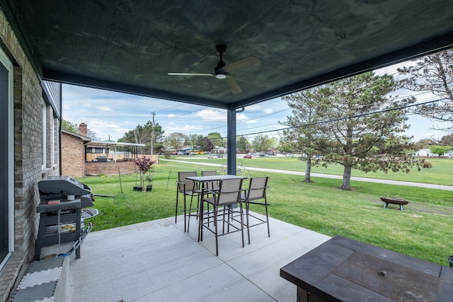 18767 Millar Rd, Clinton Township, MI 48036 - view of patio / terrace featuring grilling area and a ceiling fan