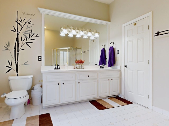 54545 Pelican Ln, Shelby Twp, MI 48315 - full bathroom featuring a shower stall, double vanity, and toilet