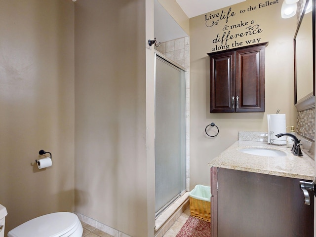 54545 Pelican Ln, Shelby Twp, MI 48315 - full bath with a stall shower, toilet, tile patterned floors, and vanity