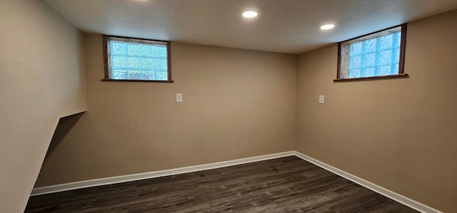 95 Mapleton Rd, Grosse Pointe Farms, MI 48236 - basement featuring baseboards, dark wood-style floors, and recessed lighting