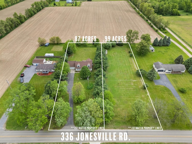 336 Jonesville Rd, Jonesville, MI 49250 - overview of rural landscape with property parcel outlined