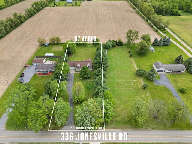 336 Jonesville Rd, Jonesville, MI 49250 - aerial view of sparsely populated area with property boundaries highlighted