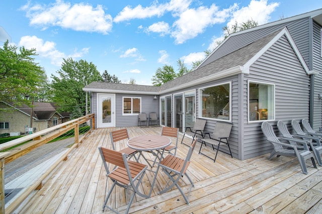 282 Evans Trl, Tipton, MI 49287 - wooden terrace featuring outdoor dining space