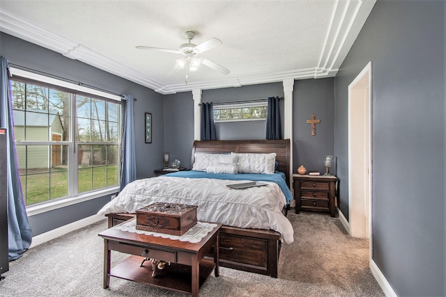 19378 Hackett Lake Highway, Onaway, MI 49765 - bedroom with carpet floors, baseboards, and a ceiling fan