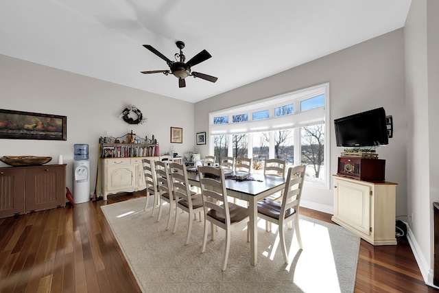 5001 Forest Vly, Clarkston, MI 48348 - dining space featuring dark wood-type flooring, ceiling fan, and baseboards