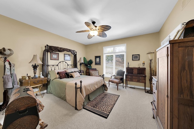 5001 Forest Vly, Clarkston, MI 48348 - bedroom with light colored carpet, ceiling fan, and baseboards