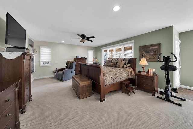 5001 Forest Vly, Clarkston, MI 48348 - bedroom with light colored carpet, baseboards, multiple windows, and recessed lighting