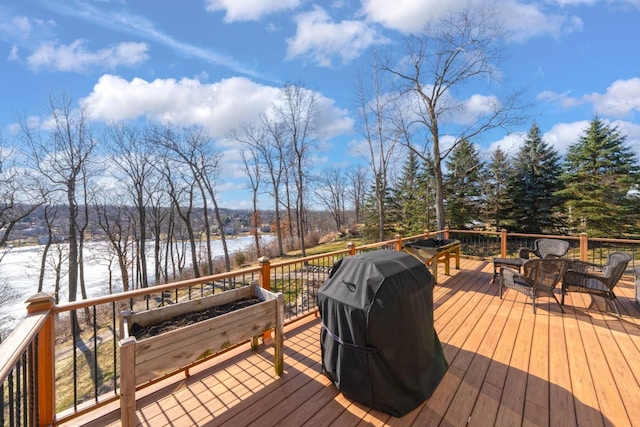 5001 Forest Vly, Clarkston, MI 48348 - wooden deck with a water view and grilling area
