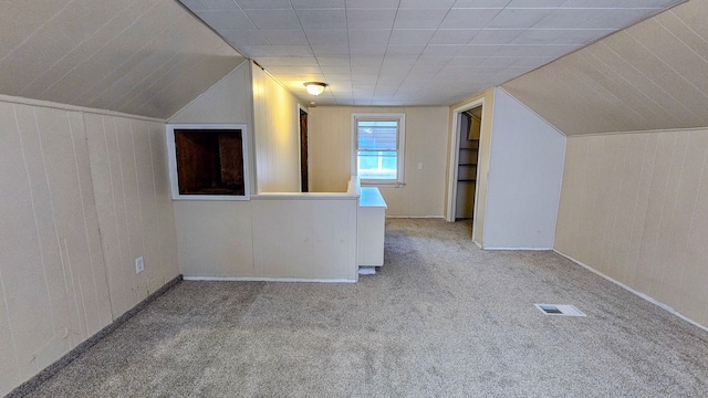 5790 Lakepointe St, Detroit, MI 48224 - bonus room with carpet flooring, lofted ceiling, and wood walls