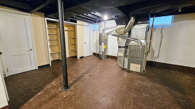 5790 Lakepointe St, Detroit, MI 48224 - unfinished basement with gas water heater and heating unit