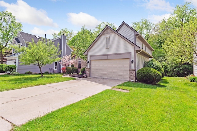 5496 Michael Dr, Ypsilanti, MI 48197 - traditional-style home featuring brick siding, driveway, a front yard, and an attached garage