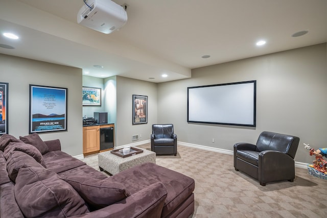 316 Chesterfield Ave, Birmingham, MI 48009 - cinema with light carpet, recessed lighting, and baseboards