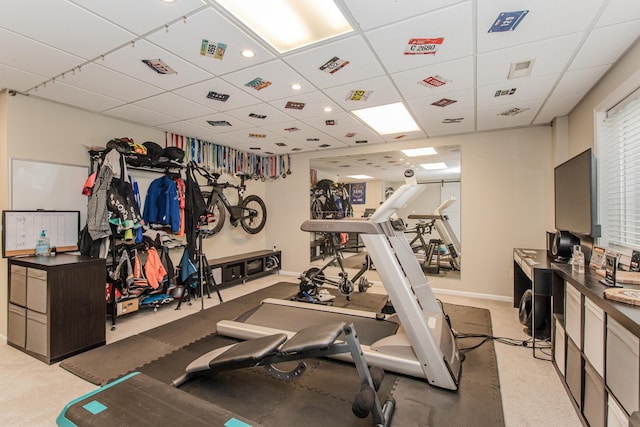 57677 Blossom Valley Trl, New Hudson, MI 48165 - exercise room featuring a drop ceiling and baseboards