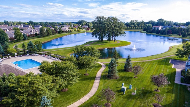 57677 Blossom Valley Trl, New Hudson, MI 48165 - bird's eye view of a large body of water and a pool area