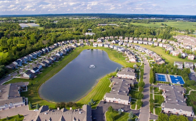 57677 Blossom Valley Trl, New Hudson, MI 48165 - aerial overview of property's location with a large body of water and nearby suburban area