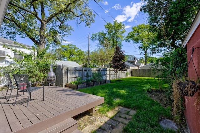 view of yard with a deck