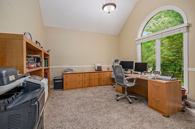 4181 Pavilion Ct, Fenton, MI 48430 - office area featuring light colored carpet and high vaulted ceiling