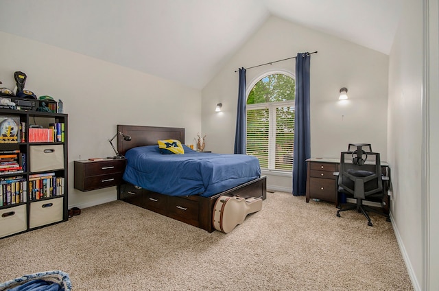 4181 Pavilion Ct, Fenton, MI 48430 - carpeted bedroom with lofted ceiling and baseboards
