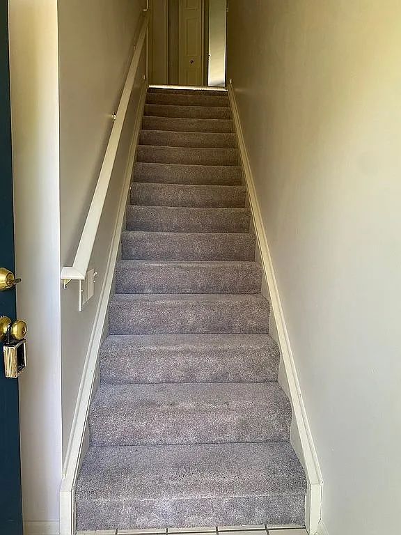 18203 Adri Cir, Walled Lake, MI 48390 - stairs featuring baseboards