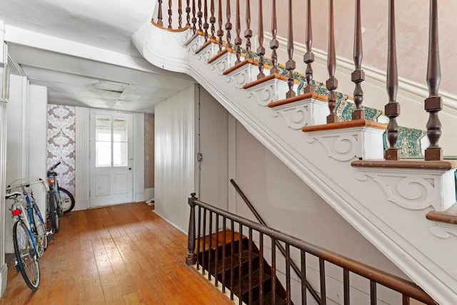 447 W Vine St, Kalamazoo, MI 49001 - foyer entrance with light wood-style flooring and stairs