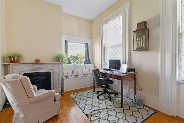 447 W Vine St, Kalamazoo, MI 49001 - office with hardwood / wood-style flooring and a high end fireplace