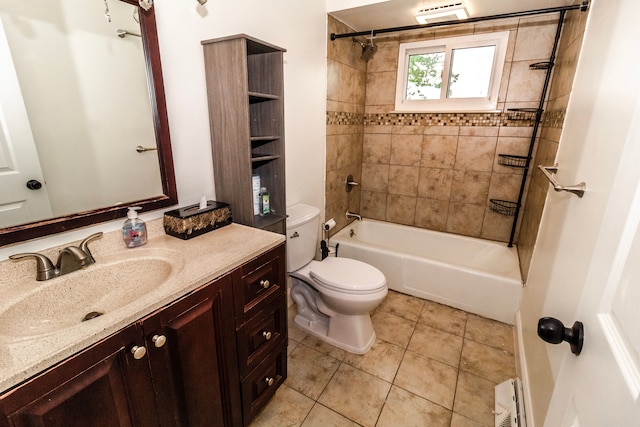 789 W Castle Rd, Fostoria, MI 48435 - bathroom featuring toilet, vanity, bathtub / shower combination, and tile patterned floors