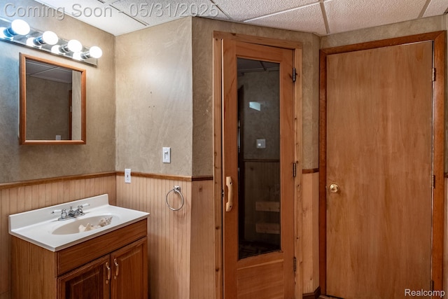 42739 Pond View Dr, Sterling Heights, MI 48314 - bathroom featuring vanity and wainscoting
