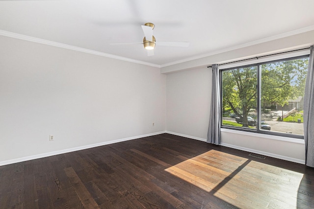2315 Adare Rd, Ann Arbor, MI 48104 - empty room with crown molding, baseboards, wood finished floors, and a ceiling fan