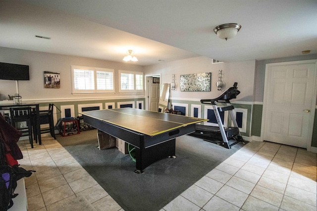 5221 Whittaker Trl, Linden, MI 48451 - recreation room featuring light tile patterned flooring and a chandelier