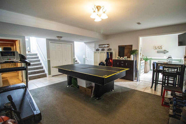 5221 Whittaker Trl, Linden, MI 48451 - game room featuring light tile patterned floors and light carpet