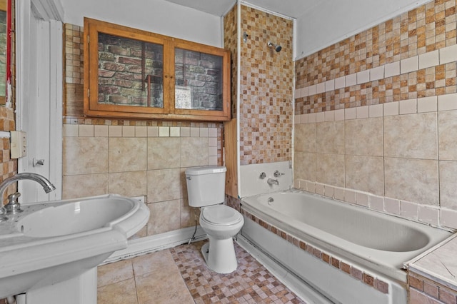 3779 Gladstone St, Detroit, MI 48206 - full bath with tile walls, toilet, a sink, and tile patterned flooring