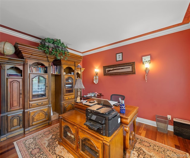 17747 Parkshore Dr, Northville, MI 48168 - home office with wood finished floors, crown molding, and baseboards