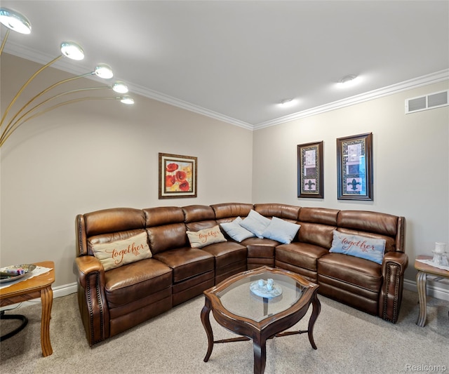 17747 Parkshore Dr, Northville, MI 48168 - living room featuring crown molding, carpet flooring, and baseboards