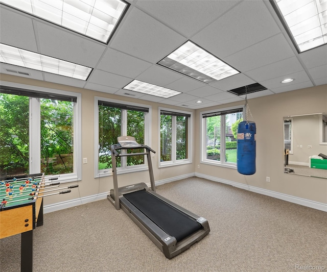 17747 Parkshore Dr, Northville, MI 48168 - workout room featuring healthy amount of natural light, carpet floors, and baseboards