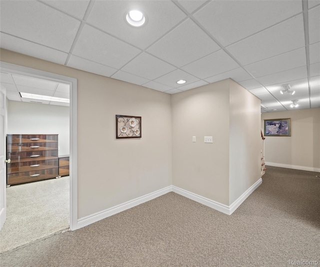 17747 Parkshore Dr, Northville, MI 48168 - spare room with carpet, a paneled ceiling, baseboards, and recessed lighting
